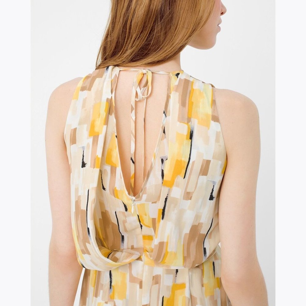 WHBM Yellow Geo Printed Surplice Dress sz 4 - Picture 10 of 11